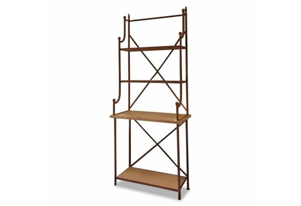 Mirabeau Wandregal charaktervolles Regal Newton im Jugendstil mit Tannenholz-Böden braun, geschwungen, mit Tannenholz-Einlegeböden & Eisengestell, Küchenregal, Bücherregal, Eisen & Holz, B 71cm, H 180,5cm, T 37cm