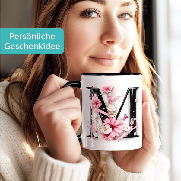 SpecialMe Tasse Tasse Monogramm Buchstabe M Alphabet Initiale Geschenkidee Frau, Keramik