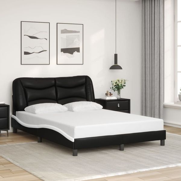 vidaXL Bettgestell ohne Matratze "Hvar" Schwarz und Weiß 120x200 cm Kunstleder 3207993