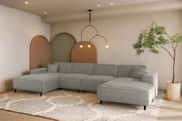 Wohnlandschaft Sofa U-Form GLORIA in Stoff Scala Grau