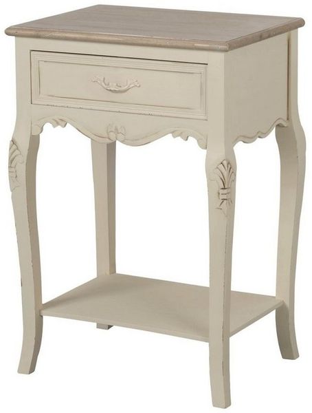 Livin Hill Nachttisch Rimini Creme, hellbraune Spitze RI019