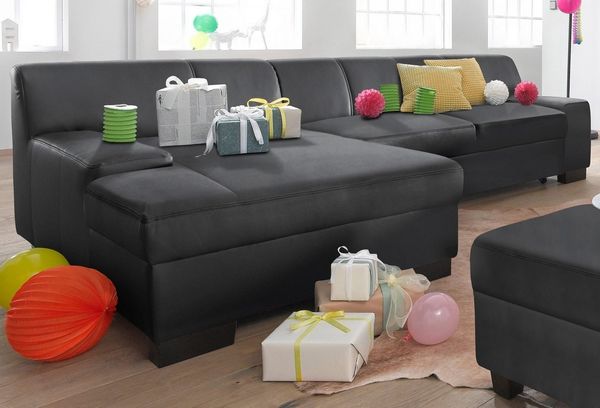 DOMO collection Ecksofa Norma Top, elegant, flache Armlehnen, bequem, Breite 268cm, L-Form, wahlweise mit Bettfunktion