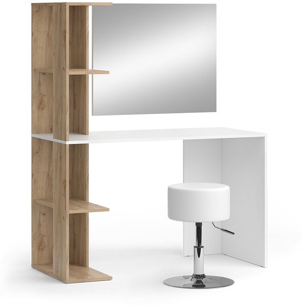 Schminktisch Tower Weiß/Sonoma 122.2 cm mit Hocker Vicco