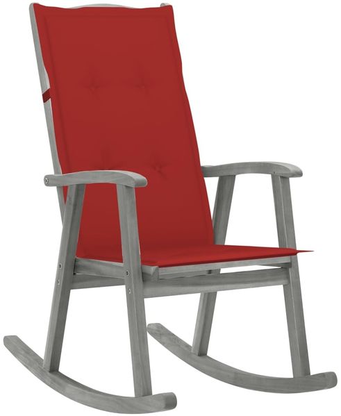 vidaXL Schaukelstuhl mit Auflage Grau Massivholz Akazie 3064215