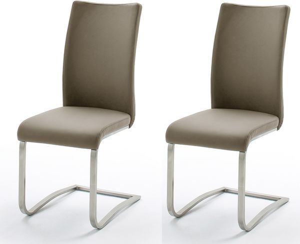 Esszimmerstuhl >Muvo I< (2er Set) in Cappuccino aus Metall - 43x103x52cm (BxHxT)
