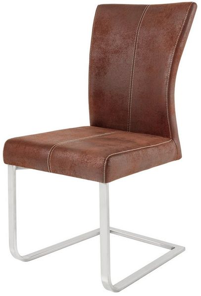 riess-ambiente Freischwinger SAMSON dark coffee / silber (Einzelartikel, 1 St), Esszimmer · Microfaser · Edelstahl · Industrial Design