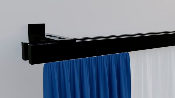 indeko Gardinenstange Bern, 2-läufig, Wunschmaßlänge, verschraubt, Aluminium, Innenlauf Komplett-Set inkl. Gleitern und Montagematerial