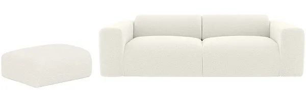 Vente-unique - POGNI Sofa Stoff Weiß - B 75 cm97 cm x H 45 cm73 cm x L 75 cm205 cm
