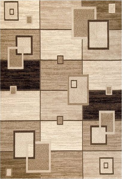 Vimoda Designteppich Teppich Wohnzimmer kurzflor, Rechteckig, Höhe: 12 mm, Läufer Kariert geometrischen Retro Kachel Optik Braun
