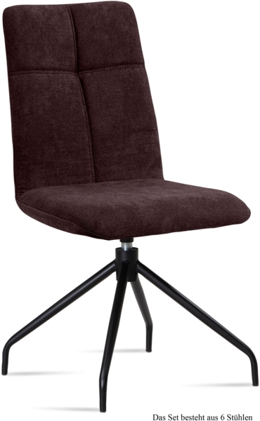 Esszimmerstuhl drehbar (6er-Set) Dniren 47x92x60 Schwarz/Espresso