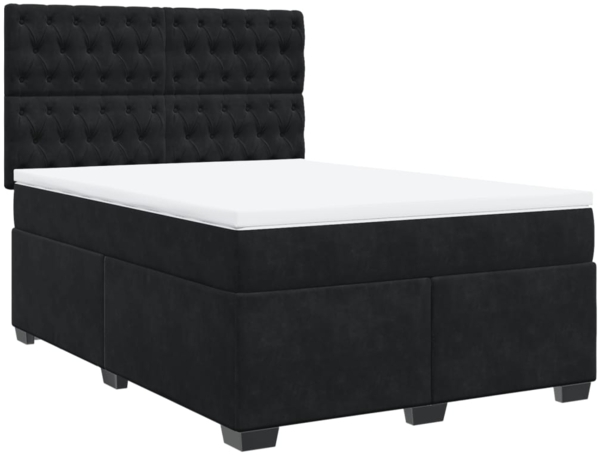 vidaXL Boxspringbett mit Matratze Schwarz 140x190 cm Samt 3290914