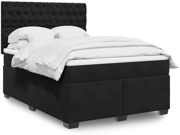 vidaXL Boxspringbett mit Matratze Schwarz 140x190 cm Samt 3290914