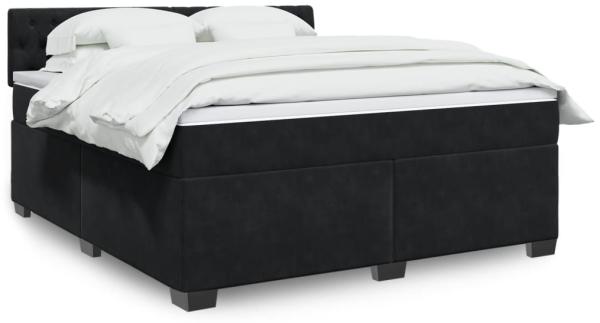 vidaXL Boxspringbett mit Matratze Schwarz 180x200 cm Samt 3286386