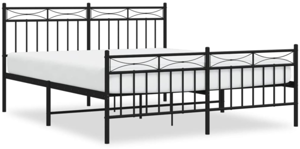 vidaXL Metallbett ohne Matratze mit Fußteil Schwarz 160x200 cm 373712