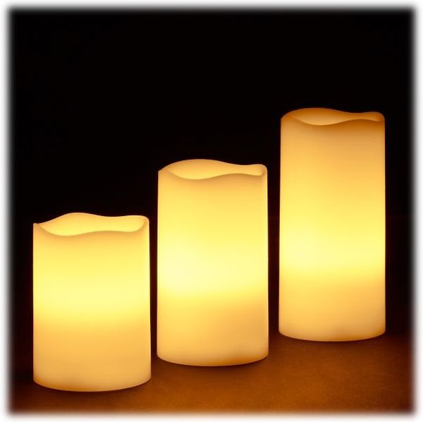 Relaxdays LED Kerzen Echtwachs im 3er Set