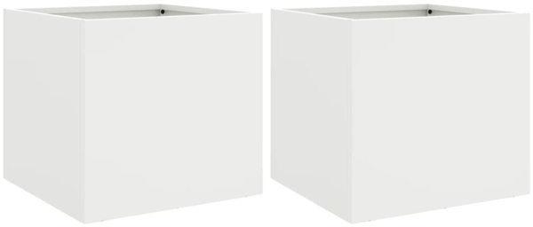 vidaXL Pflanzkübel 2 Stk. Weiß 32x30x29 cm Stahl 841538