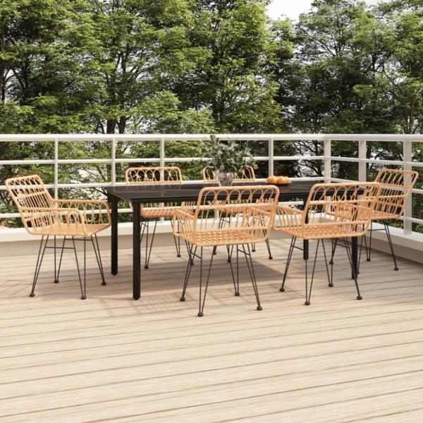 vidaXL 7-tlg. Garten-Essgruppe Poly Rattan 3157864