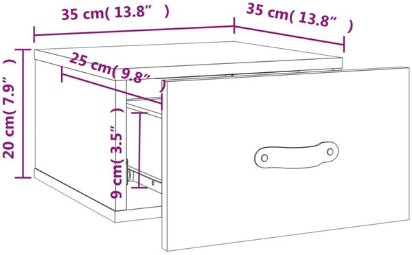 vidaXL Wand-Nachttisch Sonoma-Eiche 35x35x20 cm 829778 Bild 12