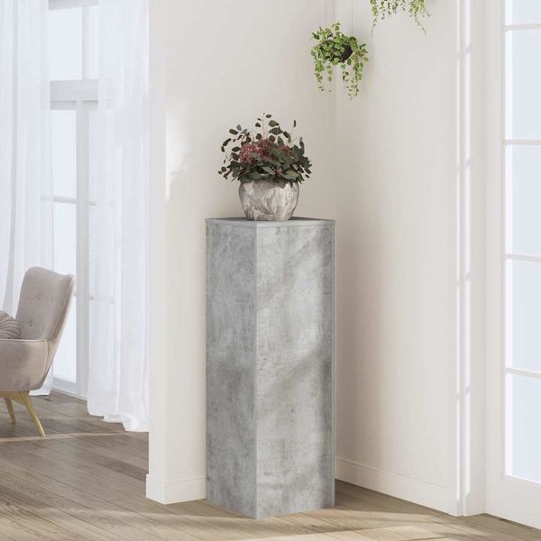 vidaXL Pflanzenständer Betongrau 33x33x100 cm Holzwerkstoff 852954