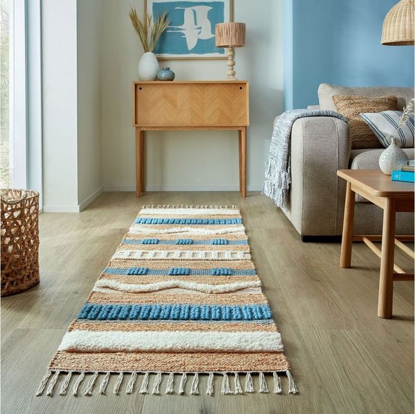 FLAIR RUGS Läufer Medina, mit abstraktem Streifenmuster, rechteckig, Höhe: 12 mm, Boho-Look, aus Naturfasern wie Wolle & Jute, Teppichläufer