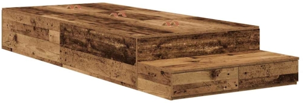vidaXL Aufbewahrungsbettgestell Altholz 100 cm Holzwerkstoff 3335619