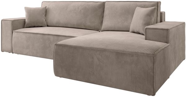 Selsey 'Farese ' Ecksofa mit Cordbezug, Schlaffunktion und Stauraum, Beige, rechts