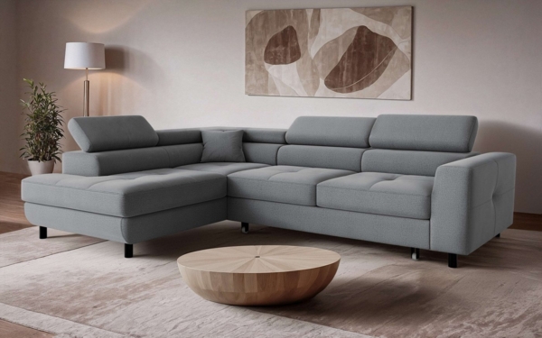 OTTO home Ecksofa AADEN Schlafsofa mit verstellbaren Kopfstützen, B/T/H: 254/199/90 cm, mit Bettfunktion und Bettkasten, Ottomane rechts/links bestellbar Bild 5