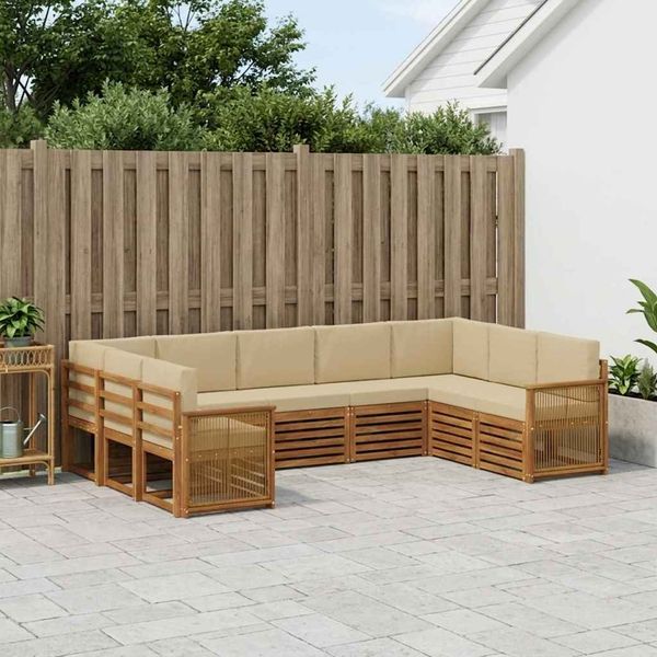 vidaXL Ecksofa Set 7 pcs Natur Massives Akazienholz und Polyester 3384839