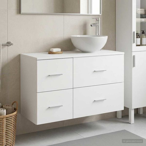vidaXL Badezimmermöbel-Set 2 pcs Weiß Holzwerkstoff 3403952