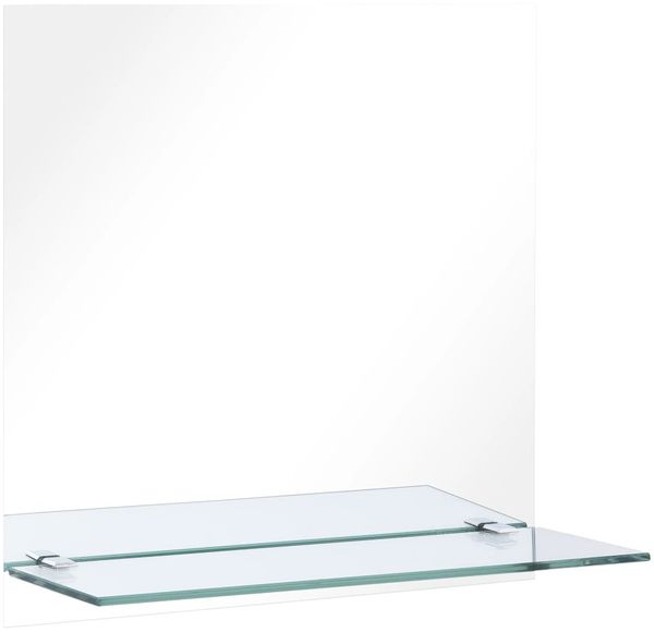 Wandspiegel, Badspiegel mit Regal 50×50 cm Hartglas de7000