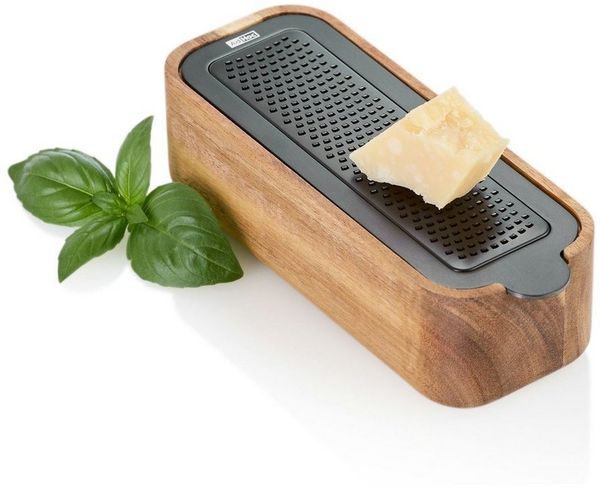 AdHoc Käsereibe Tisch-Feinreibe CutnServe, Akazienholz, Edelstahl, (1-St), für Gewürze, Hartkäse, Nüsse, Schokolade und vieles mehr