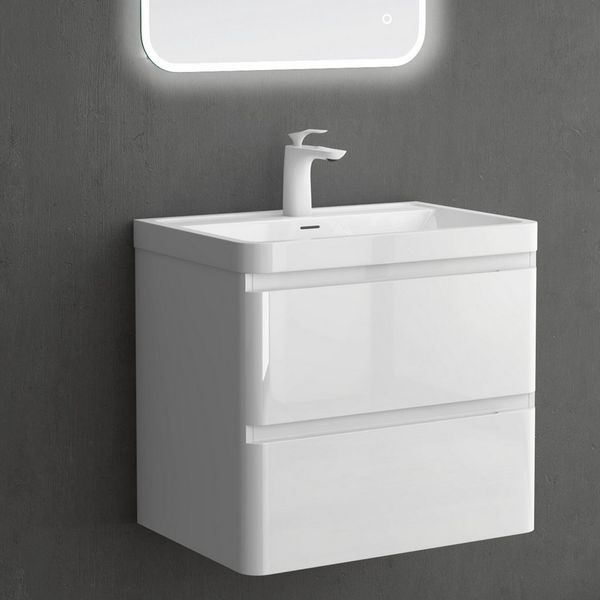 Mai & Mai Badmöbel-Set Badmöbel Set mit Mineralguss Waschbecken Waschtisch Lucca, MDF-Unterschrank,feuchtigkeitsbeständig,wahlweise mit LED-Spiegel