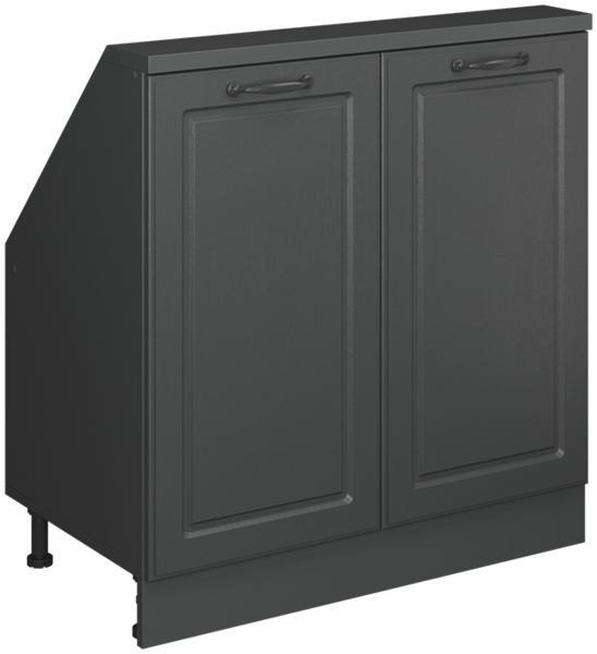 Küchenschrank für Dachschrägen R-Line Anthrazit Landhaus 80 cm mit 2 Türen Vicco