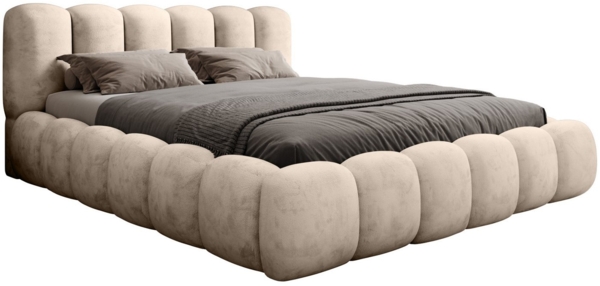 yourhouse24 Polsterbett Designer Dallas mit Bettkasten und Lattenrost (Bettgestell mit Lattenrost und Bettkasten), Veloursstoff, Steppkopfteil, Bettkasten, pflegeleicht, stilvoll