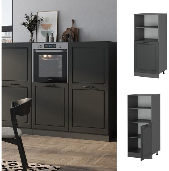 Herdumbauschrank R-Line Anthrazit Landhaus 60 cm Vicco Bild 2