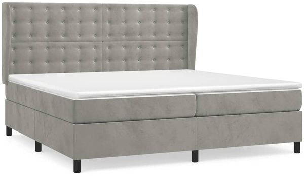vidaXL Boxspringbett mit Matratze Hellgrau 200x200 cm Samt, Härtegrad: H2 [3129471] Bild 2