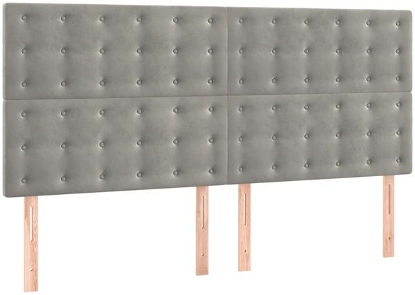 vidaXL Boxspringbett mit Matratze Hellgrau 200x200 cm Samt, Härtegrad: H2 [3129471] Bild 6