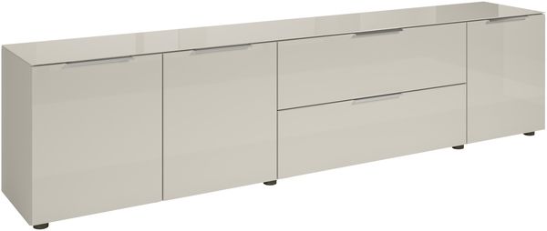 Lowboard >Santorin< Glasfronten in Kaschmir - 226x55x40cm (BxHxT)