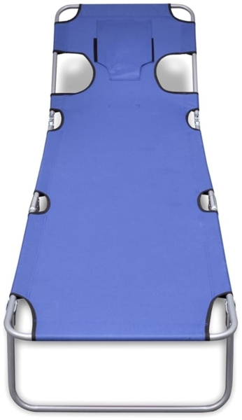 vidaXL Klappliege mit Kopfkissen Pulverbeschichteter Stahl Blau 41481