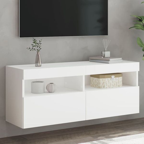 vidaXL TV-Wandschrank mit LED-Leuchten Weiß 100x30x40 cm 837211