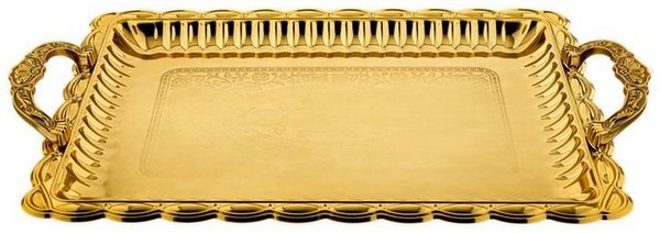 2er Set Serviertablett aus hochwertigem 18/10-Edelstahl - Elegant & langlebig Gold