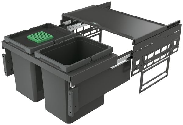 Abfallsorter COX Base 360 K/600-2 anthrazit mit Biodeckel / 60 cm Schrankbreite / Abfalleimer / Abfallsammler / Mülleimer