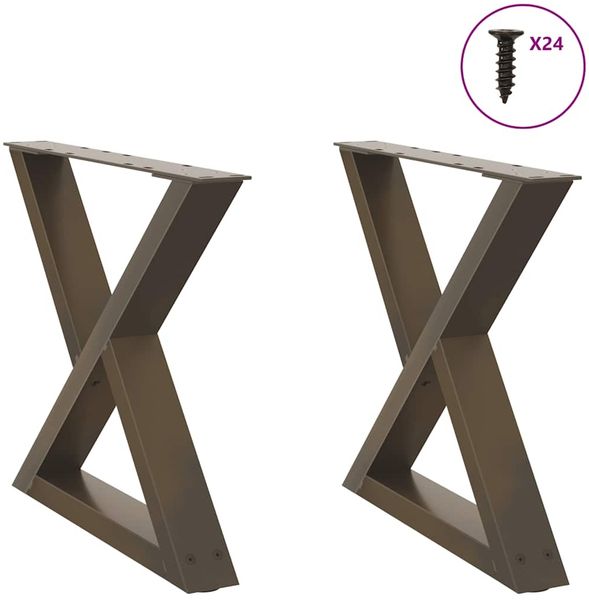 vidaXL Couchtischbeine 2 Stk. Naturstahl 50x(42-43,3) cm Stahl 4012707