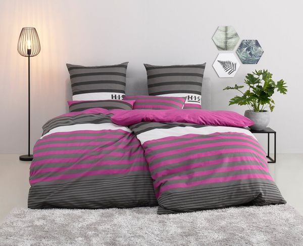 OTTO home Bettwäsche Majoran, Polycotton recycelt, 2 teilig, gestreifte Bettwäsche, Marke H.I.S by OTTO home