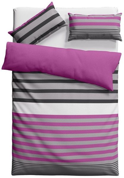 H.I.S Bettwäsche Majoran, Polycotton recycelt, 2 teilig, gestreifte Bettwäsche in verschiedenen Qualitäten