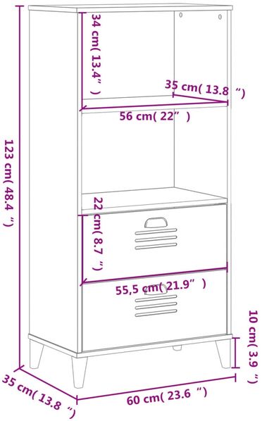 vidaXL Bücherschrank VIKEN Anthrazit 60x35x123 cm Holzwerkstoff 374949 Bild 10