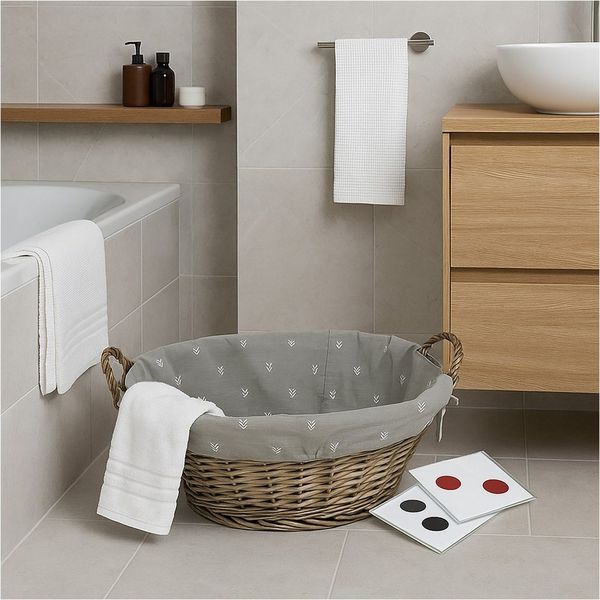 HTI-Living Aufbewahrungskorb Aufbewahrungskorb 57 x 44 cm Weide (Stück, 1 St, 1 Korb mit Bezugsstoff), Wäschekorb Bügelkorb Kaminholzkorb
