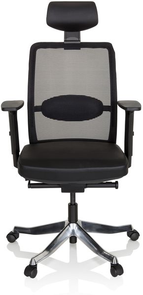 hjh OFFICE Luxus Chefsessel SENATOR PRO Leder, Netzstoff Schwarz