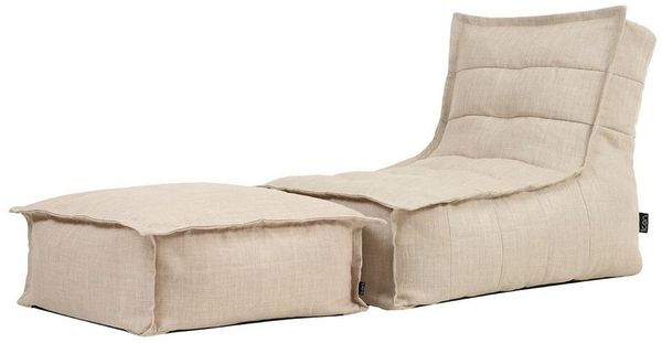 icon Sitzsack Outdoor mit Liege und Fußhocker „Dolce“ (Spar-Set, 1 x Sitzsack, 1 x Fußhocker), 75x75x96cm, Made in Germany, UV-beständig, wetterfest