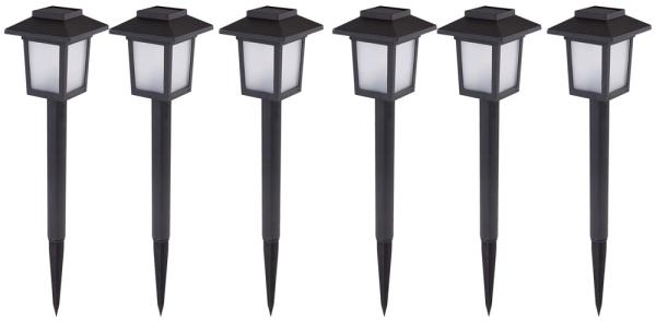 6er Set LED Solarlampen, Laternen Design, Feuereffekt, H 37 cm